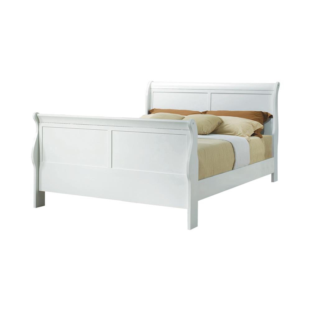 Louis Philippe Queen Sleigh Panel Bed White  Las Vegas Furniture Stores