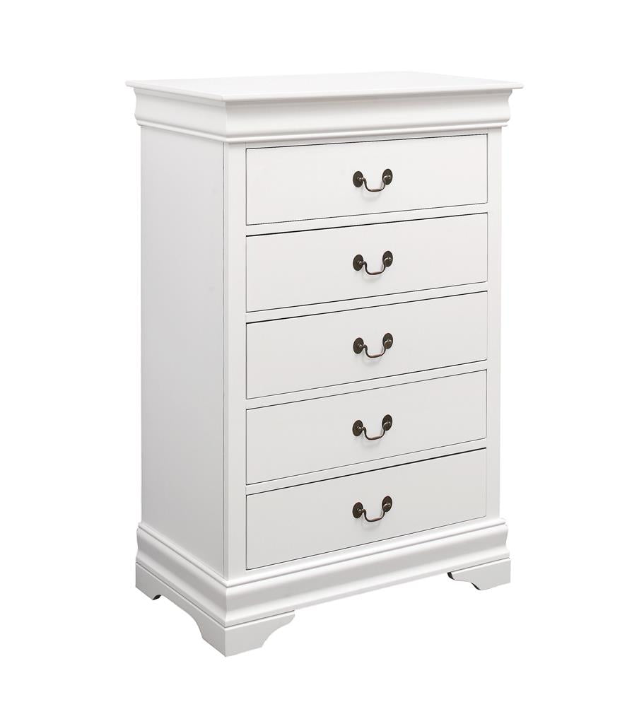 Louis Philippe 5-drawer Chest White  Las Vegas Furniture Stores