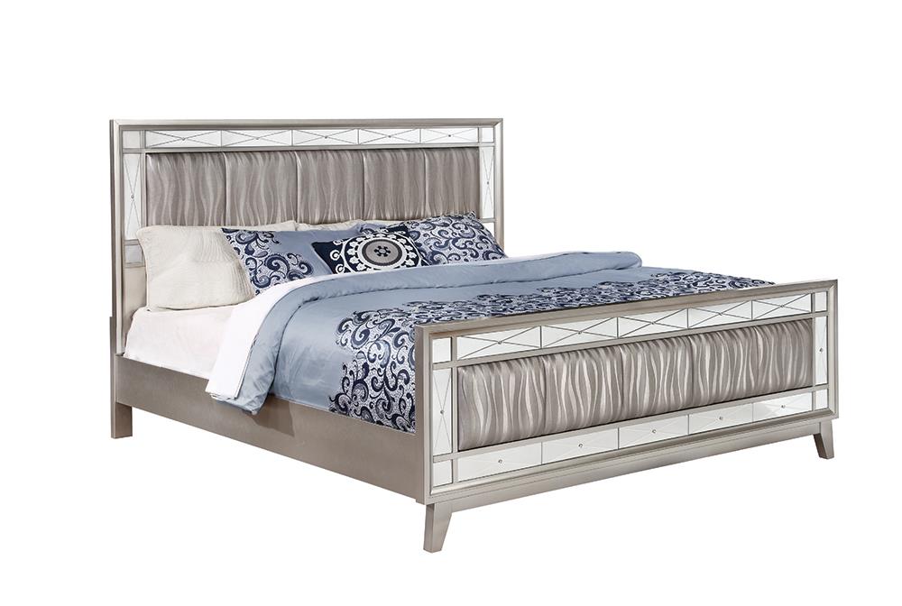 Leighton Full Panel Bed with Mirrored Accents Mercury Metallic Half Price Furniture