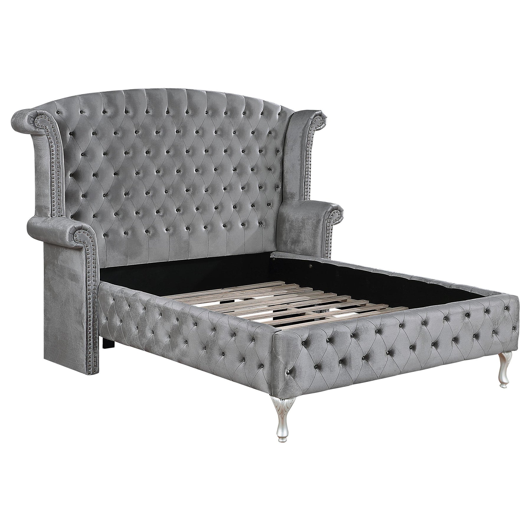Deanna California King Tufted Upholstered Bed Grey Half Price Furniture