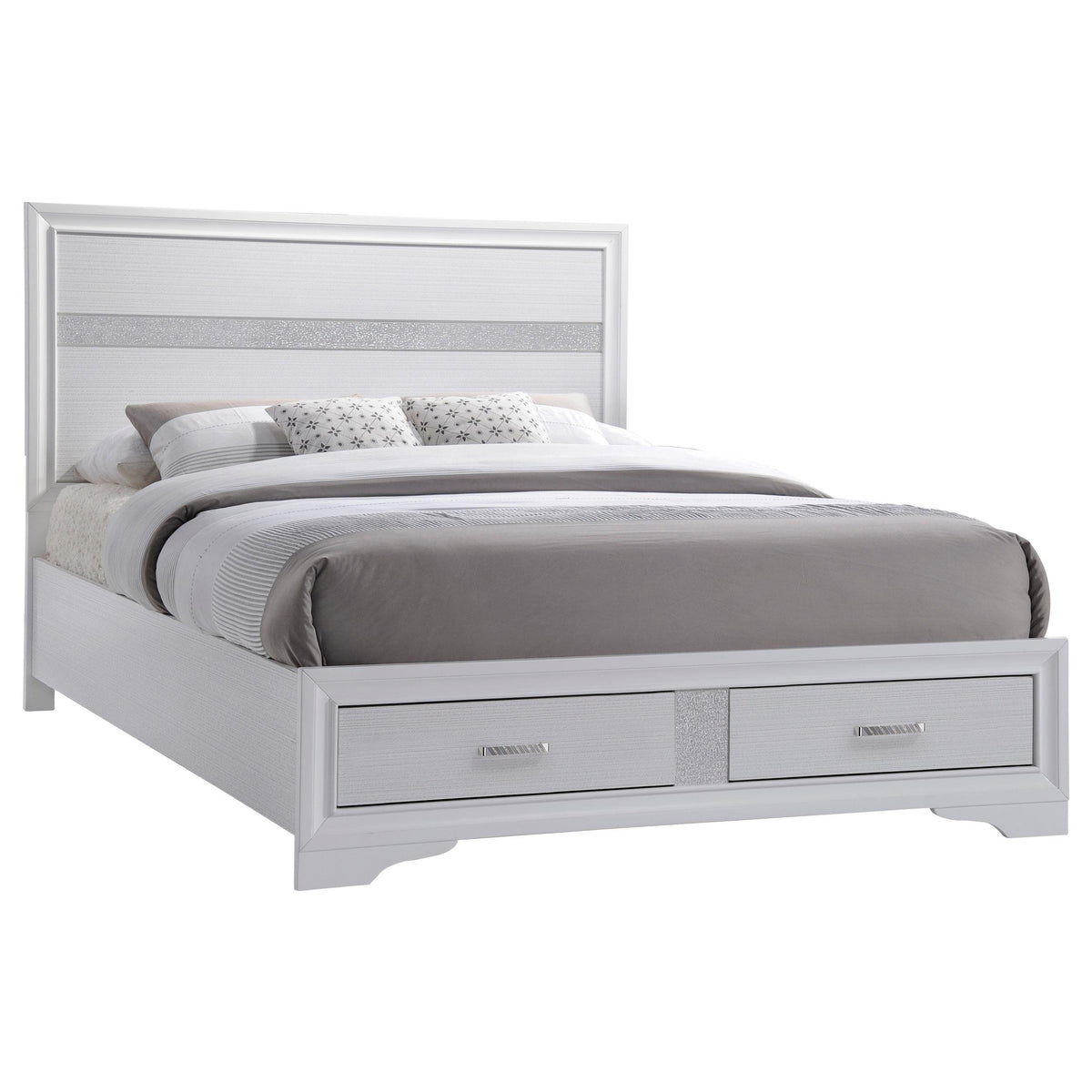Miranda Eastern King 2-drawer Storage Bed White  Las Vegas Furniture Stores