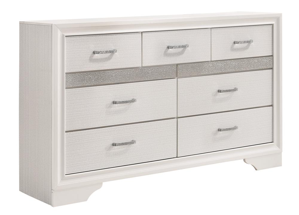 Miranda 7-drawer Dresser White and Rhinestone  Las Vegas Furniture Stores