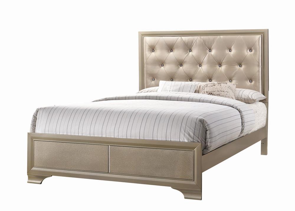 Beaumont Upholstered Queen Bed Champagne Beaumont Upholstered Queen Bed Champagne Half Price Furniture