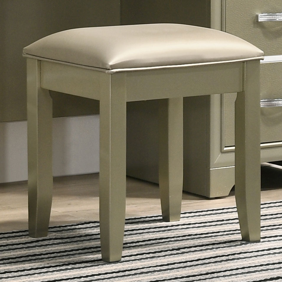 Beaumont Upholstered Vanity Stool Champagne Gold and Champagne Half Price Furniture