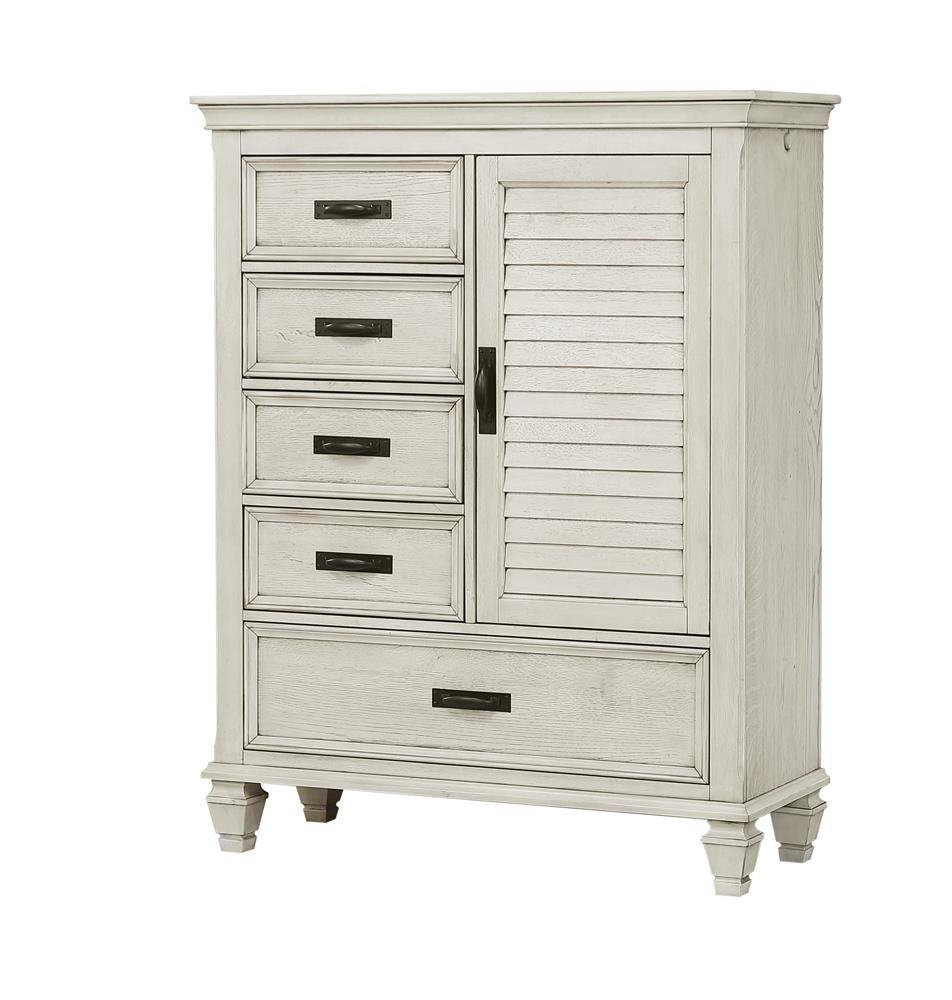 Franco 5-drawer Door Chest Antique White Half Price Furniture