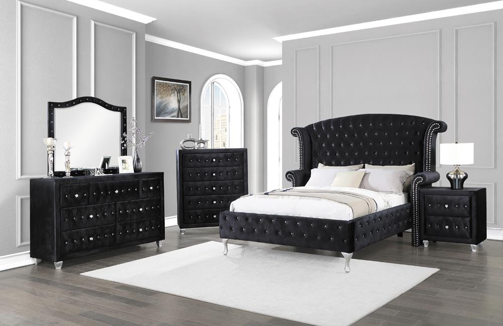 Deanna 4-piece Eastern King Bedroom Set Black Deanna 4-piece Eastern King Bedroom Set Black Half Price Furniture