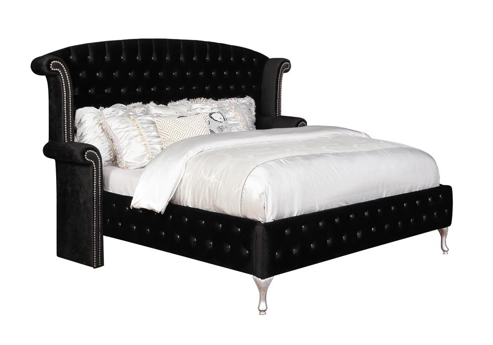 Deanna California King Tufted Upholstered Bed Black Half Price Furniture