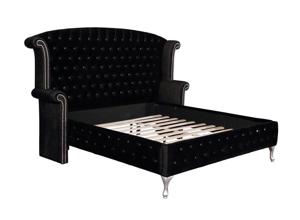 Deanna Queen Tufted Upholstered Bed Black  Las Vegas Furniture Stores