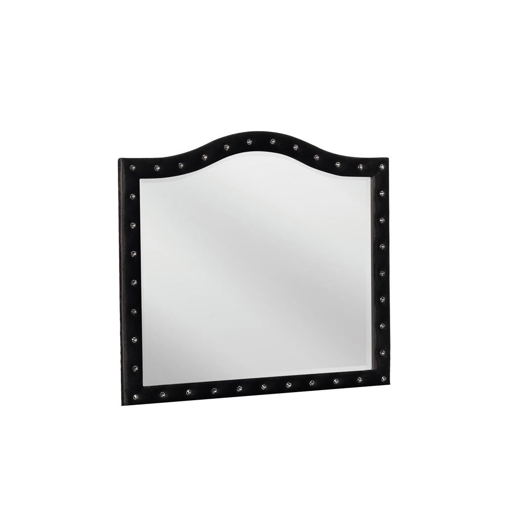 Deanna Button Tufted Dresser Mirror Black Half Price Furniture