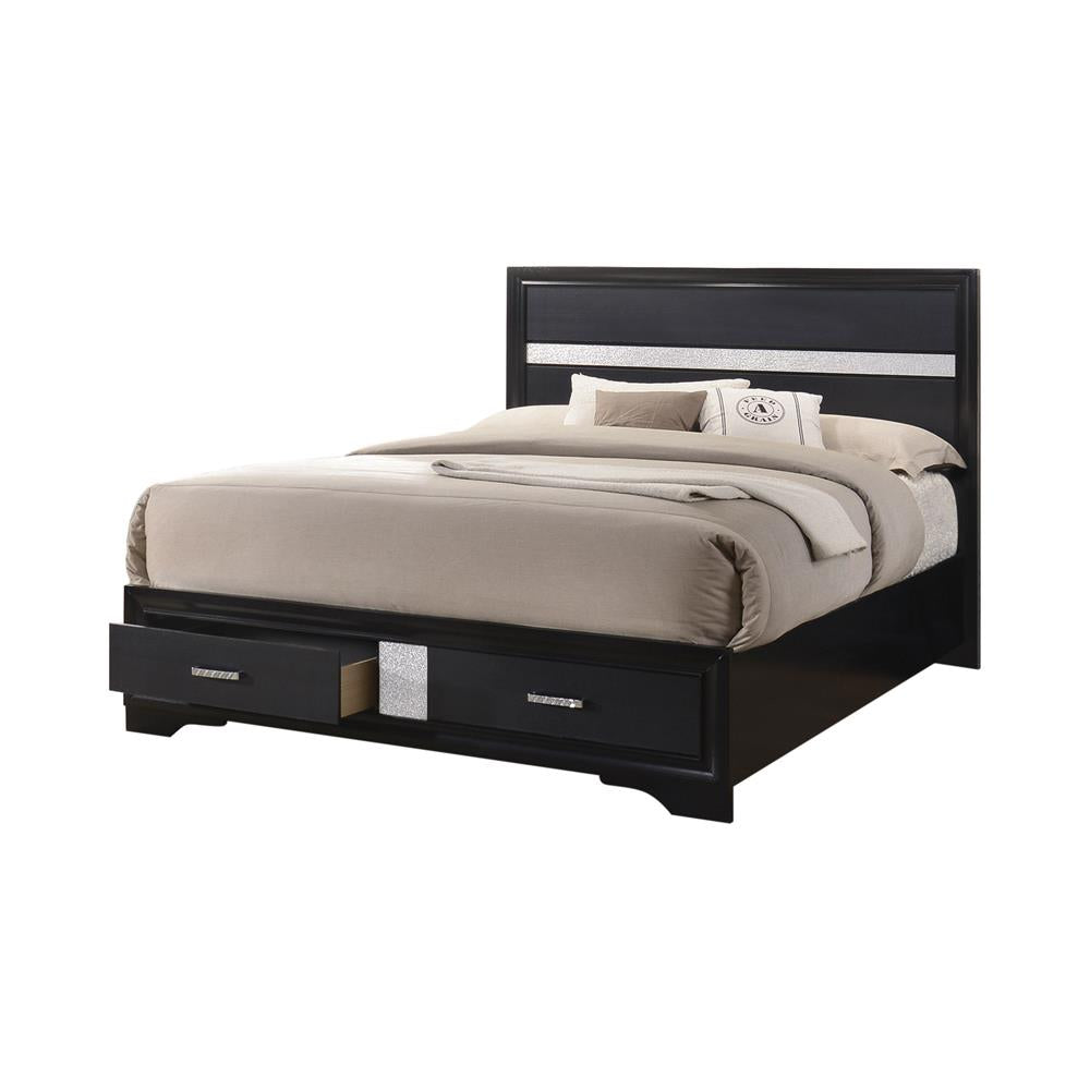 Miranda California King 2-drawer Storage Bed Black  Las Vegas Furniture Stores