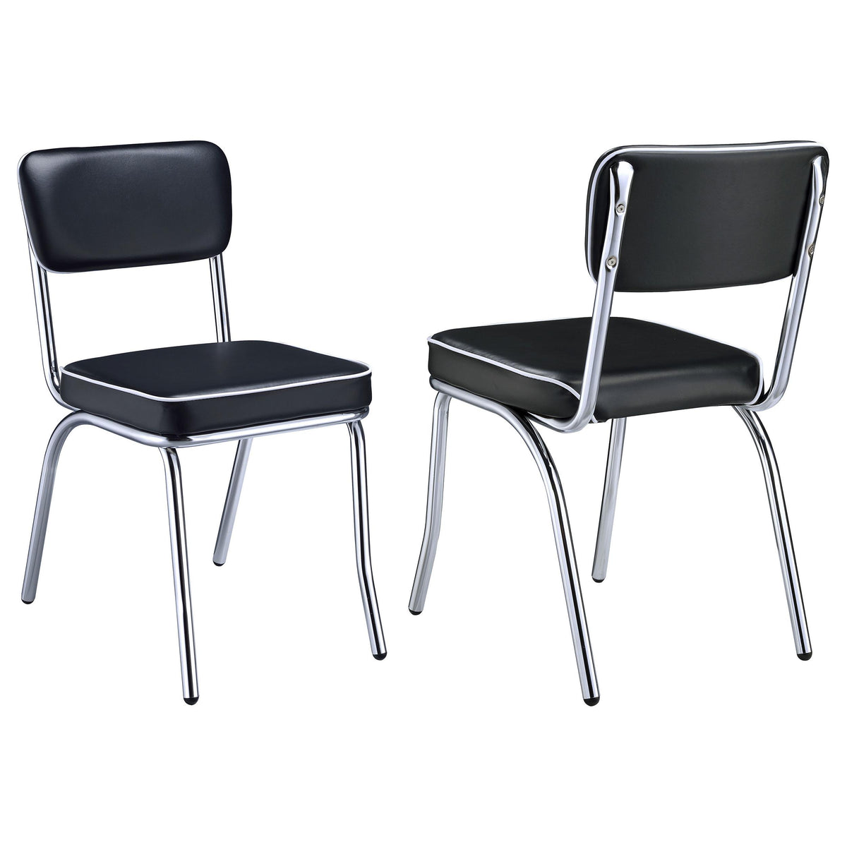 Retro Open Back Side Chairs Black and Chrome (Set of 2)  Las Vegas Furniture Stores