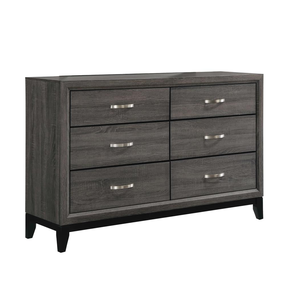 Watson 6-drawer Dresser Grey Oak and Black  Las Vegas Furniture Stores