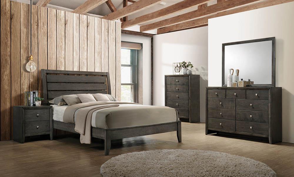 Serenity 4-piece Eastern King Sleigh Bedroom Set Mod Grey  Las Vegas Furniture Stores