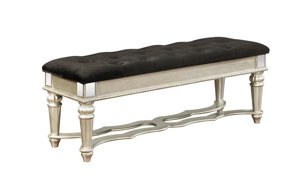 Heidi Upholstered Bench Metallic Platinum Half Price Furniture
