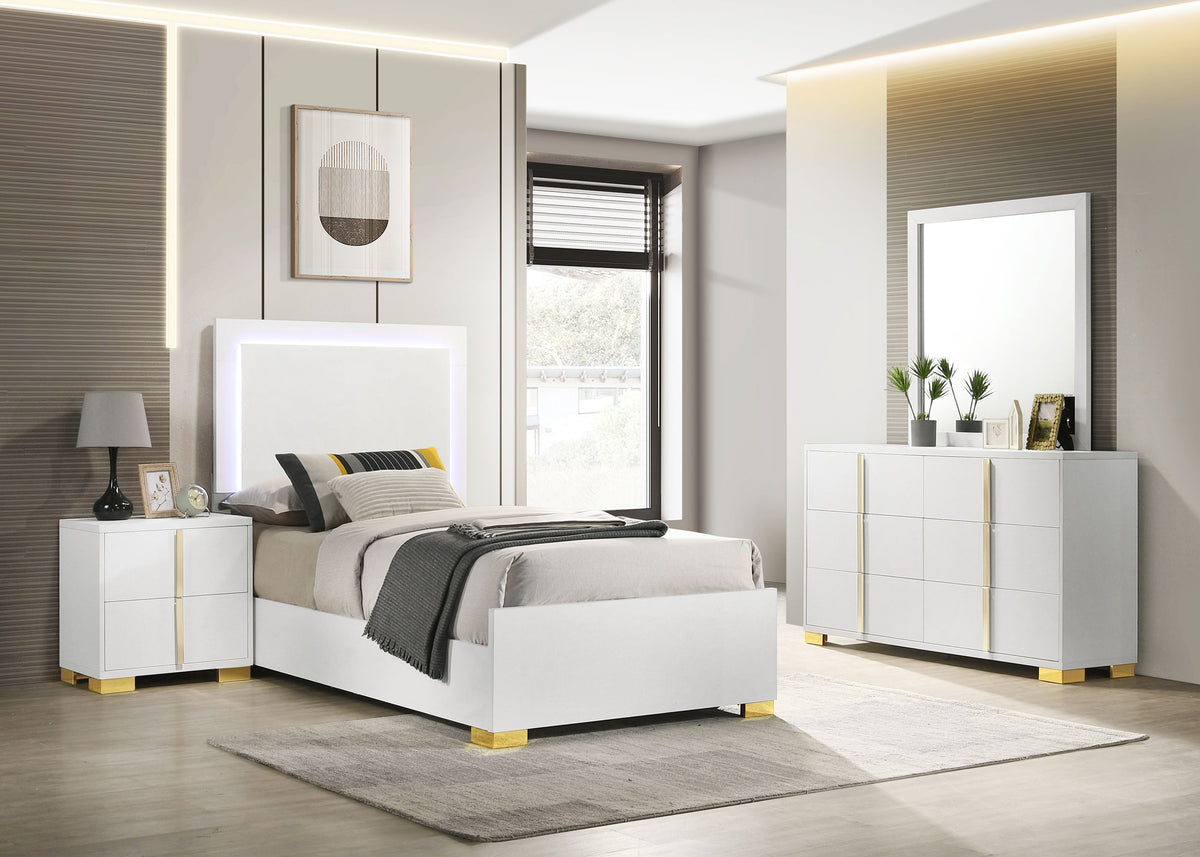 Marceline Bedroom Set with LED Headboard White Marceline Bedroom Set with LED Headboard White Half Price Furniture