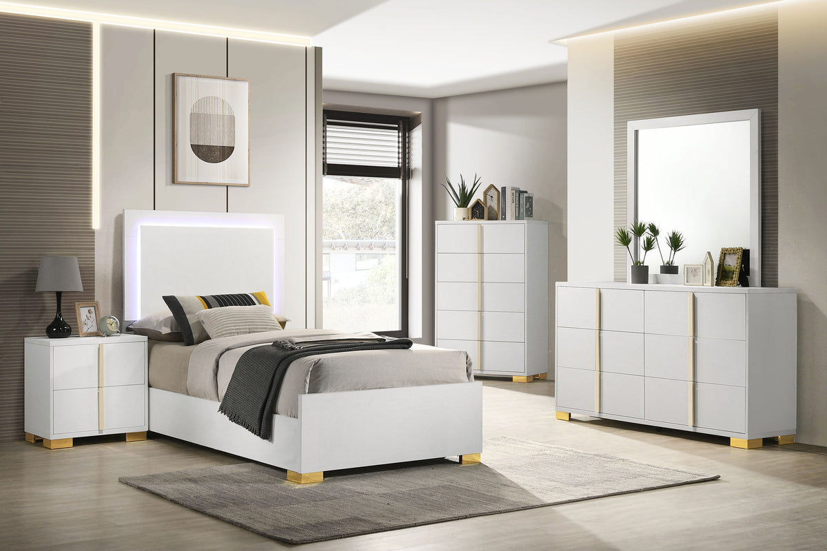 Marceline Bedroom Set with LED Headboard White - Youth Bedroom Set - Half Price Furniture