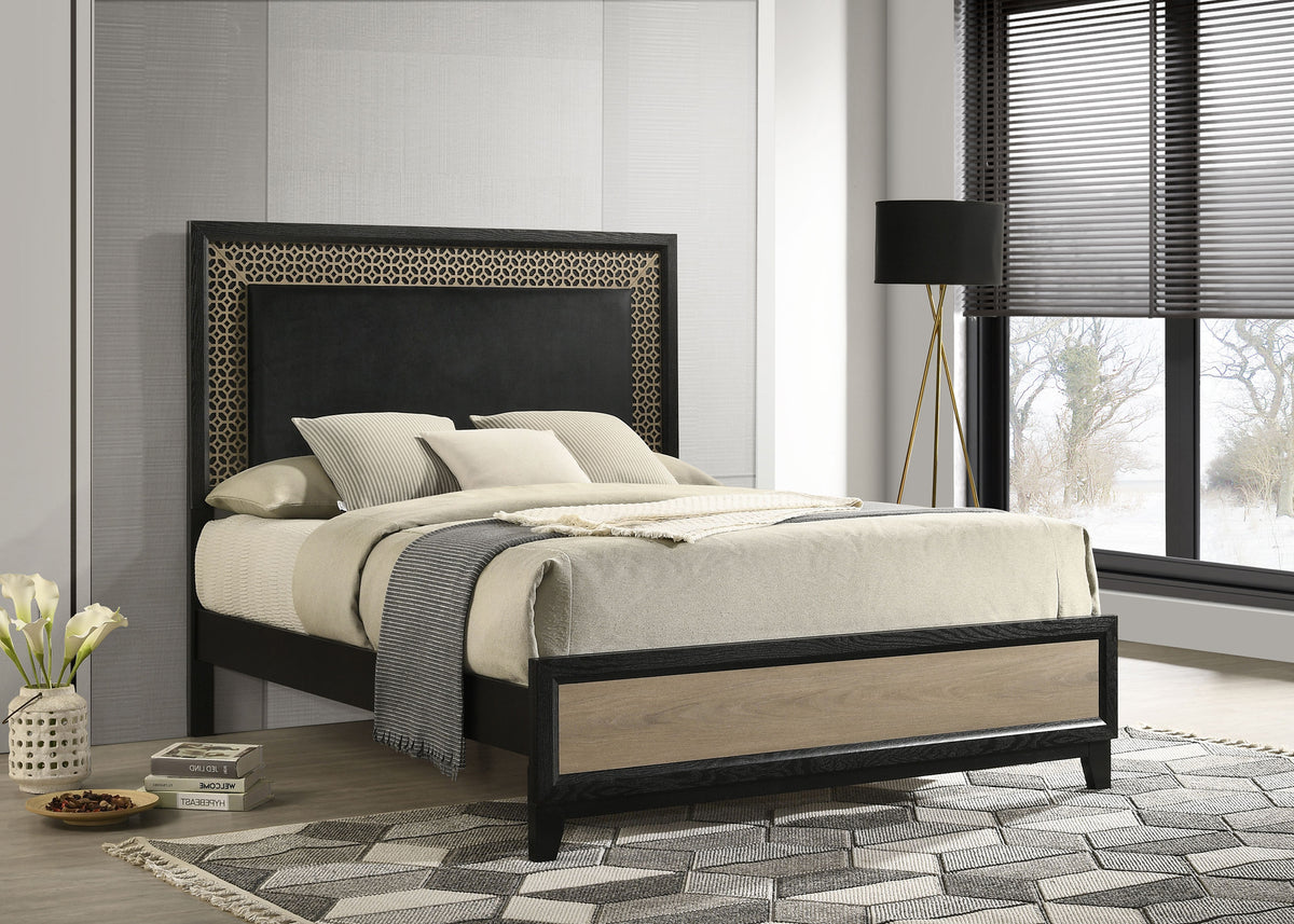Valencia Bed Light Brown and Black  Las Vegas Furniture Stores