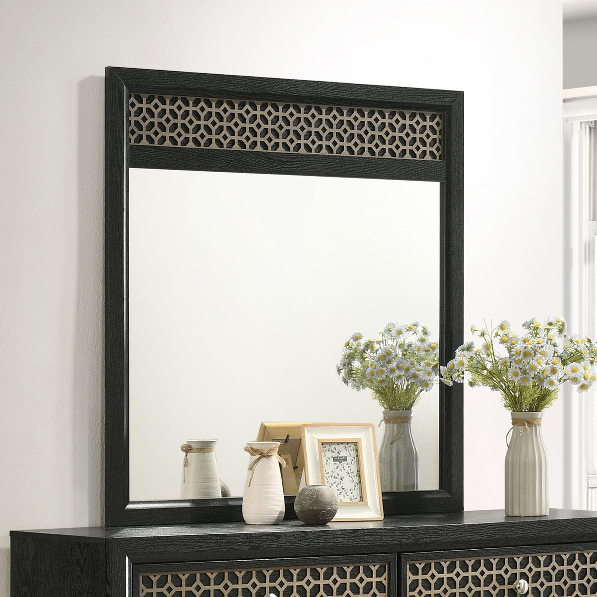 Valencia Dresser Mirror Light Brown and Black Half Price Furniture