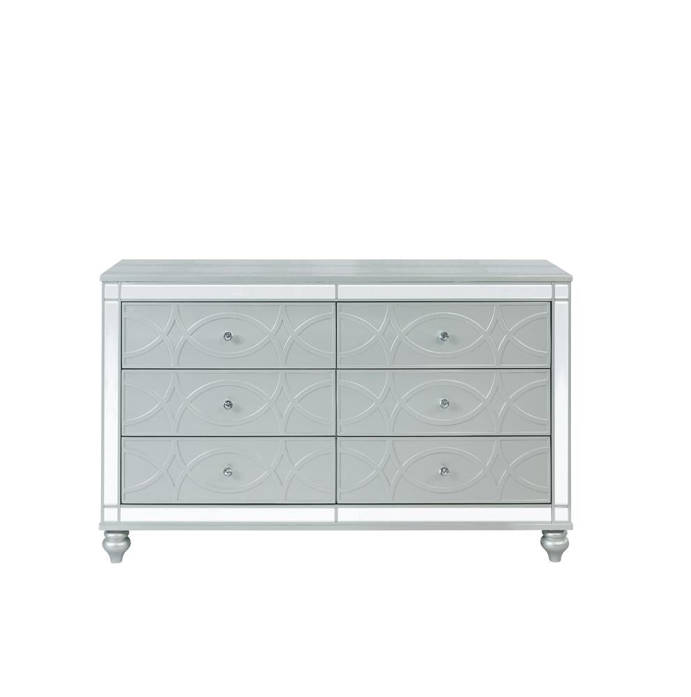 Gunnison 6-drawer Dresser Silver Metallic Gunnison 6-drawer Dresser Silver Metallic Half Price Furniture