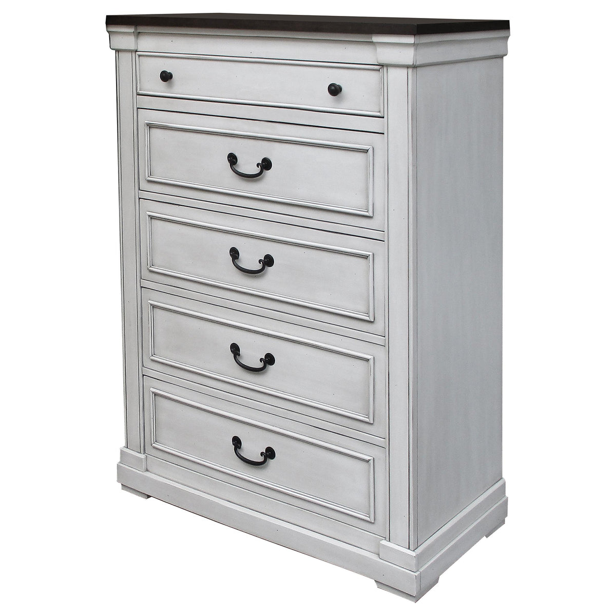 Hillcrest 5-drawer Chest Dark Rum and White Half Price Furniture