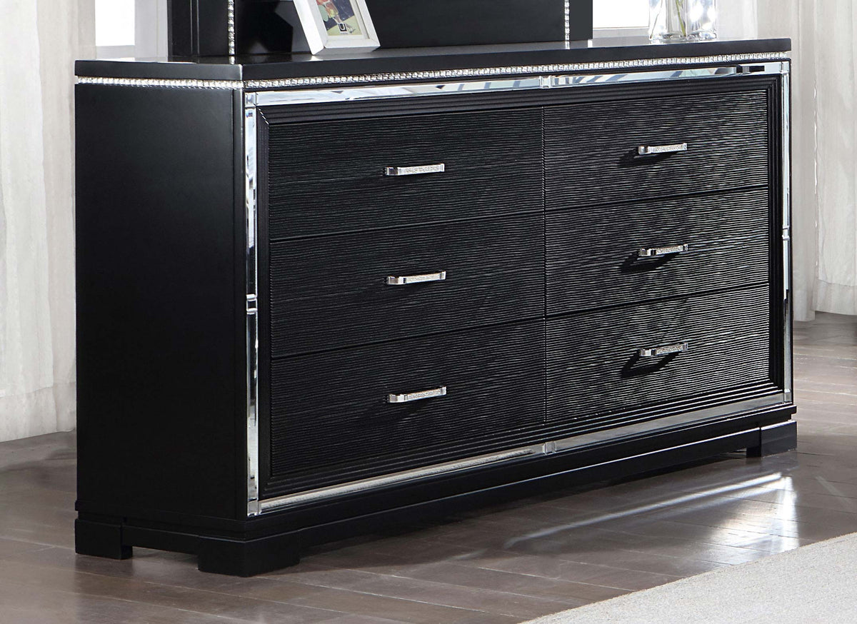 Cappola Rectangular 6-drawer Dresser Silver and Black Cappola Rectangular 6-drawer Dresser Silver and Black Half Price Furniture