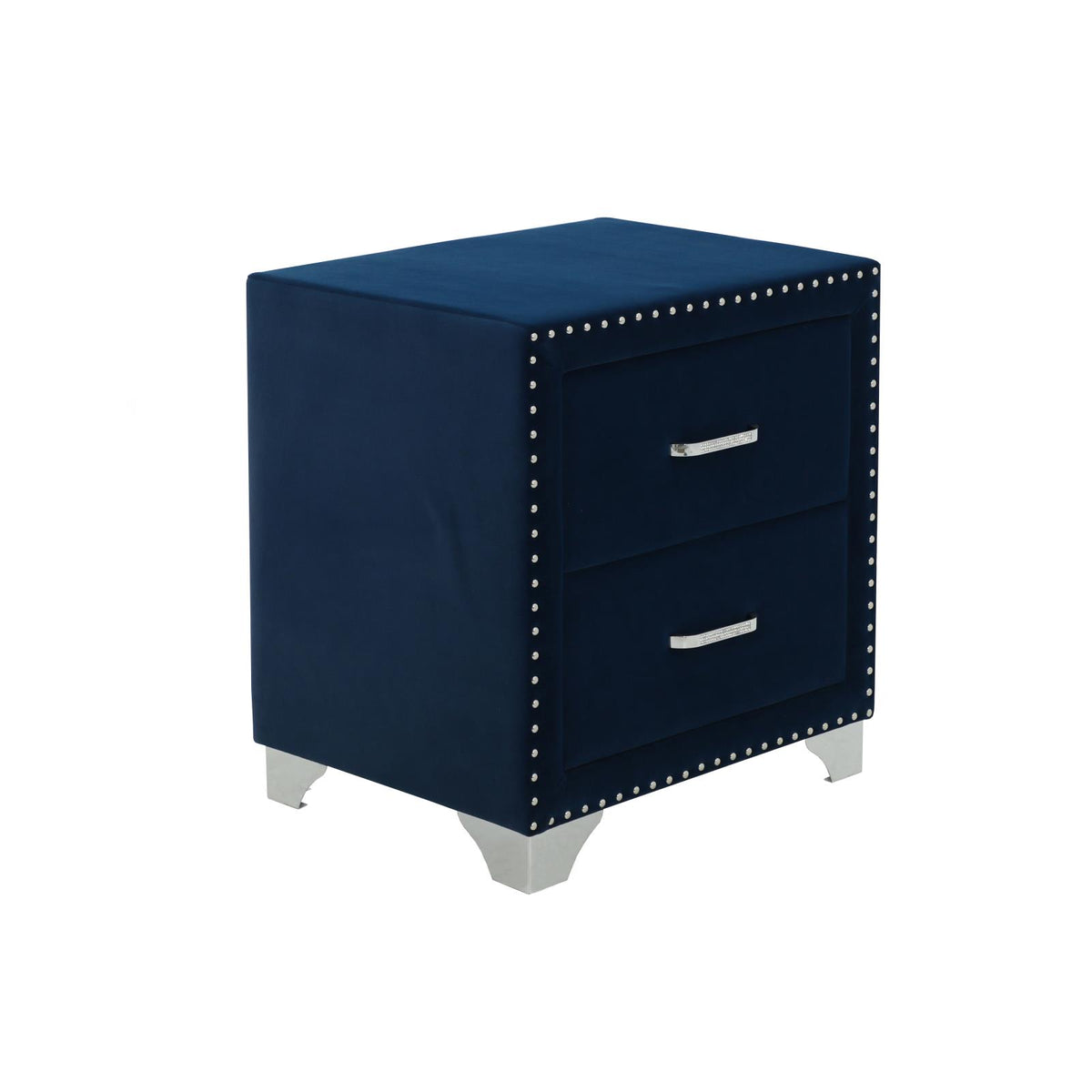 Melody 2-drawer Upholstered Nightstand Pacific Blue Melody 2-drawer Upholstered Nightstand Pacific Blue Half Price Furniture