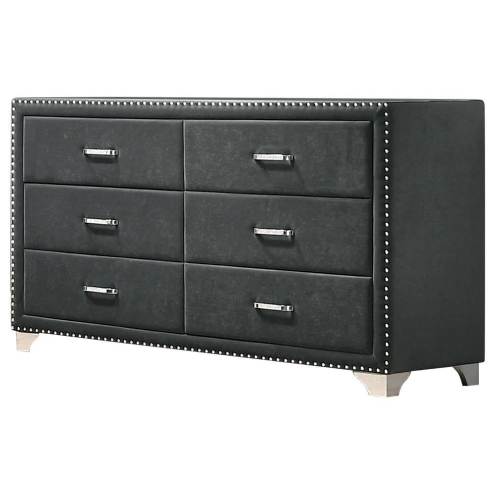 Melody 6-drawer Upholstered Dresser Grey Half Price Furniture