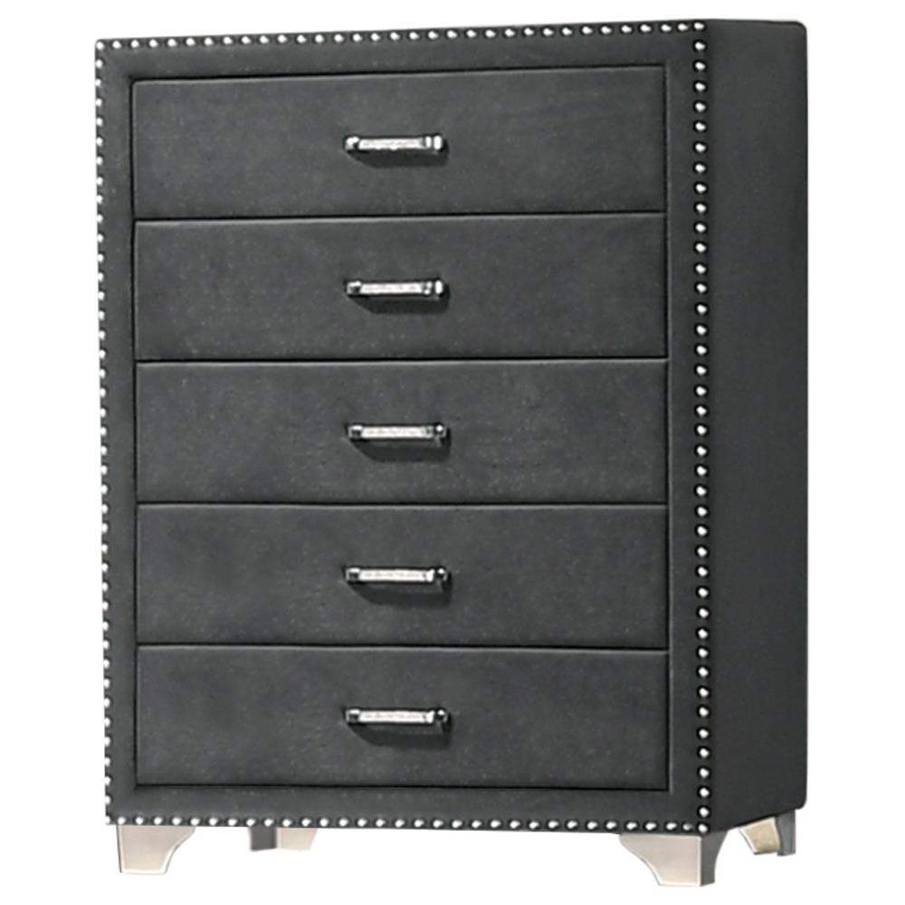 Melody 5-drawer Upholstered Chest Grey  Las Vegas Furniture Stores