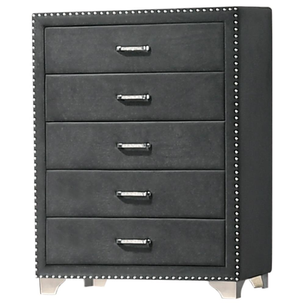 Melody 5-drawer Upholstered Chest Grey Half Price Furniture