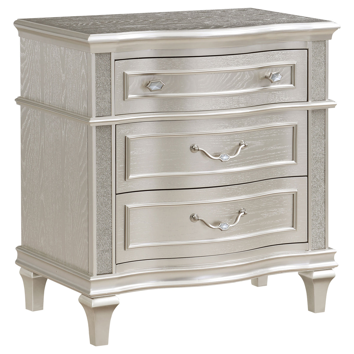 Evangeline 3-drawer Nightstand Silver Oak Evangeline 3-drawer Nightstand Silver Oak Half Price Furniture