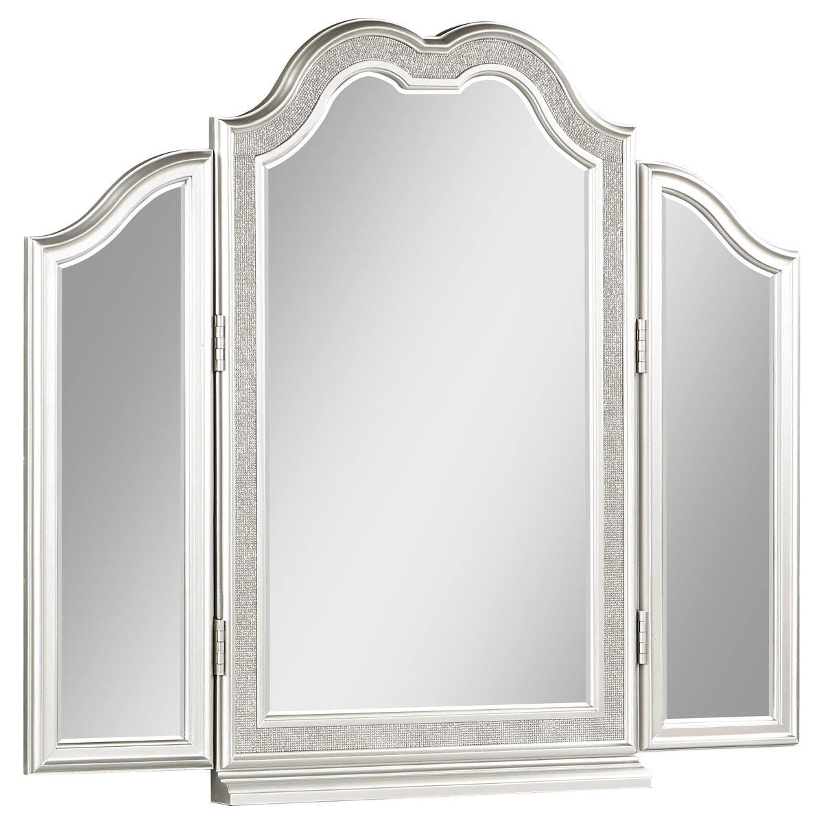 Evangeline Vanity Mirror with Faux Diamond Trim Silver Half Price Furniture