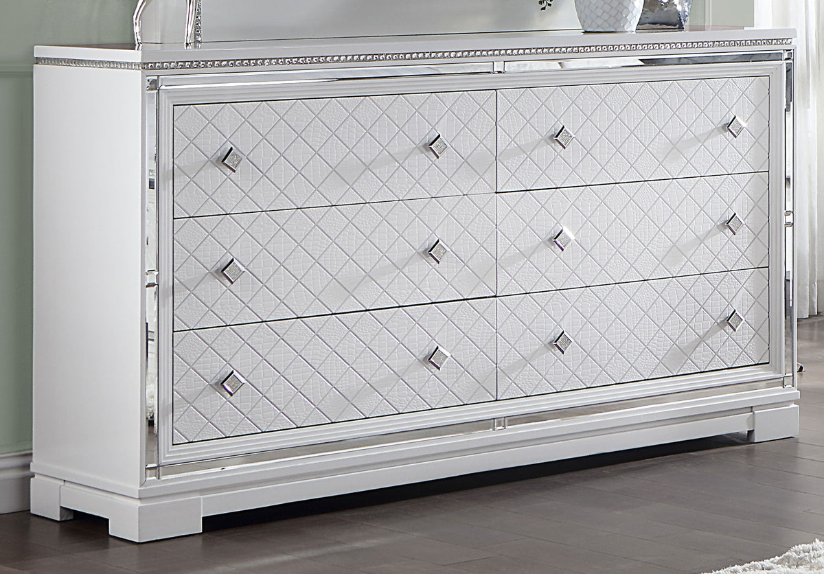 Eleanor Rectangular 6-drawer Dresser White Eleanor Rectangular 6-drawer Dresser White Half Price Furniture