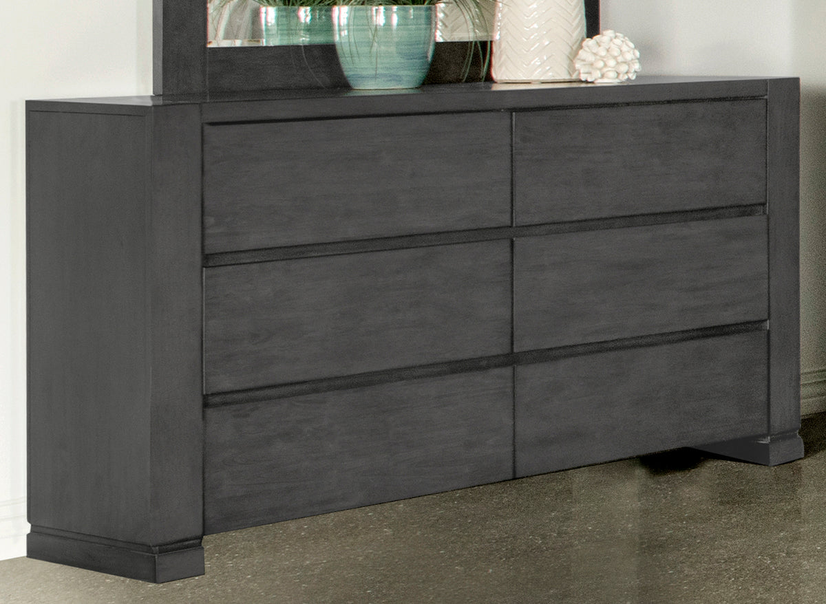 Lorenzo 6-drawer Dresser Dark Grey Lorenzo 6-drawer Dresser Dark Grey Half Price Furniture