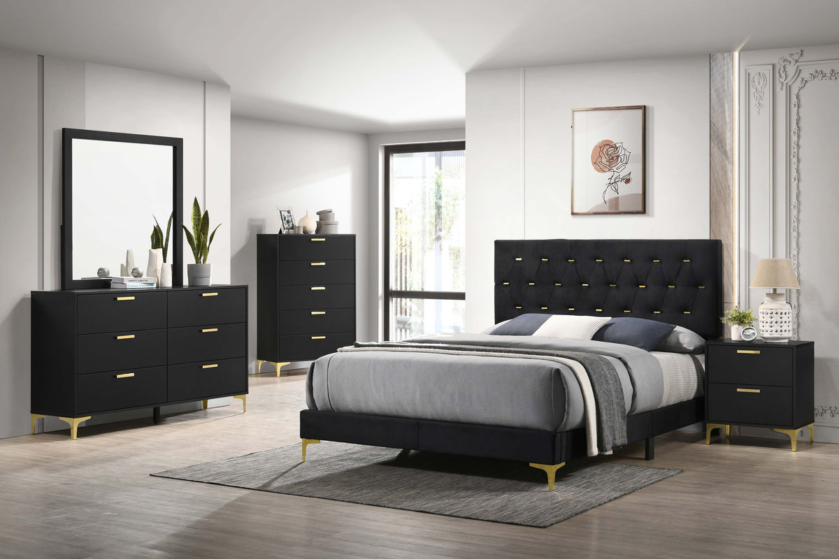 Kendall Tufted Panel Bedroom Set Black and Gold Kendall Tufted Panel Bedroom Set Black and Gold Half Price Furniture
