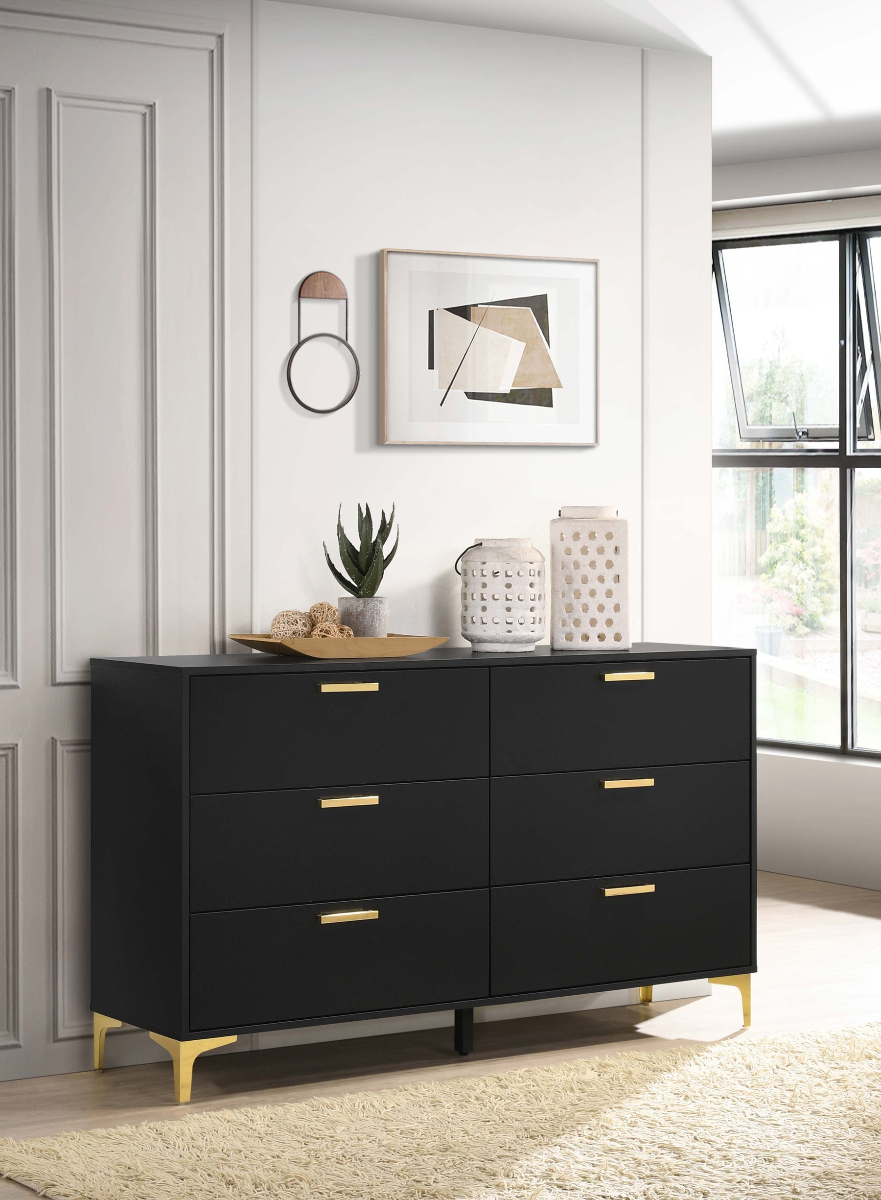 Kendall 6-drawer Dresser Black and Gold Kendall 6-drawer Dresser Black and Gold Half Price Furniture
