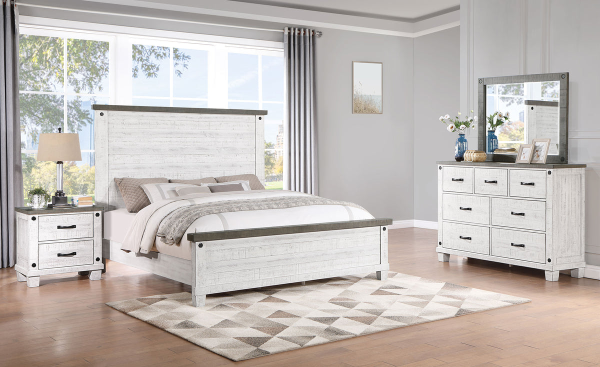 Lilith Bedroom Set Distressed Grey and White  Las Vegas Furniture Stores
