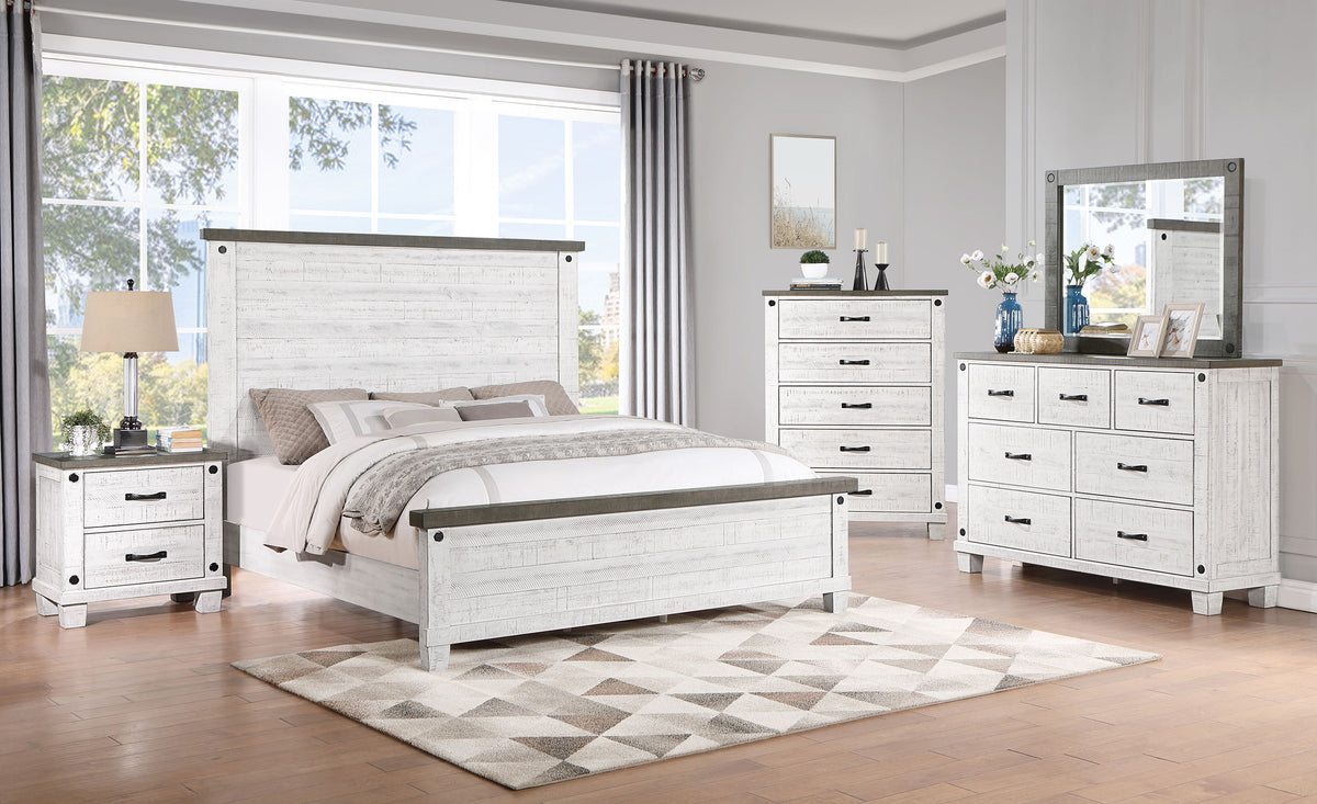 Lilith Bedroom Set Distressed Grey and White - Half Price Furniture
