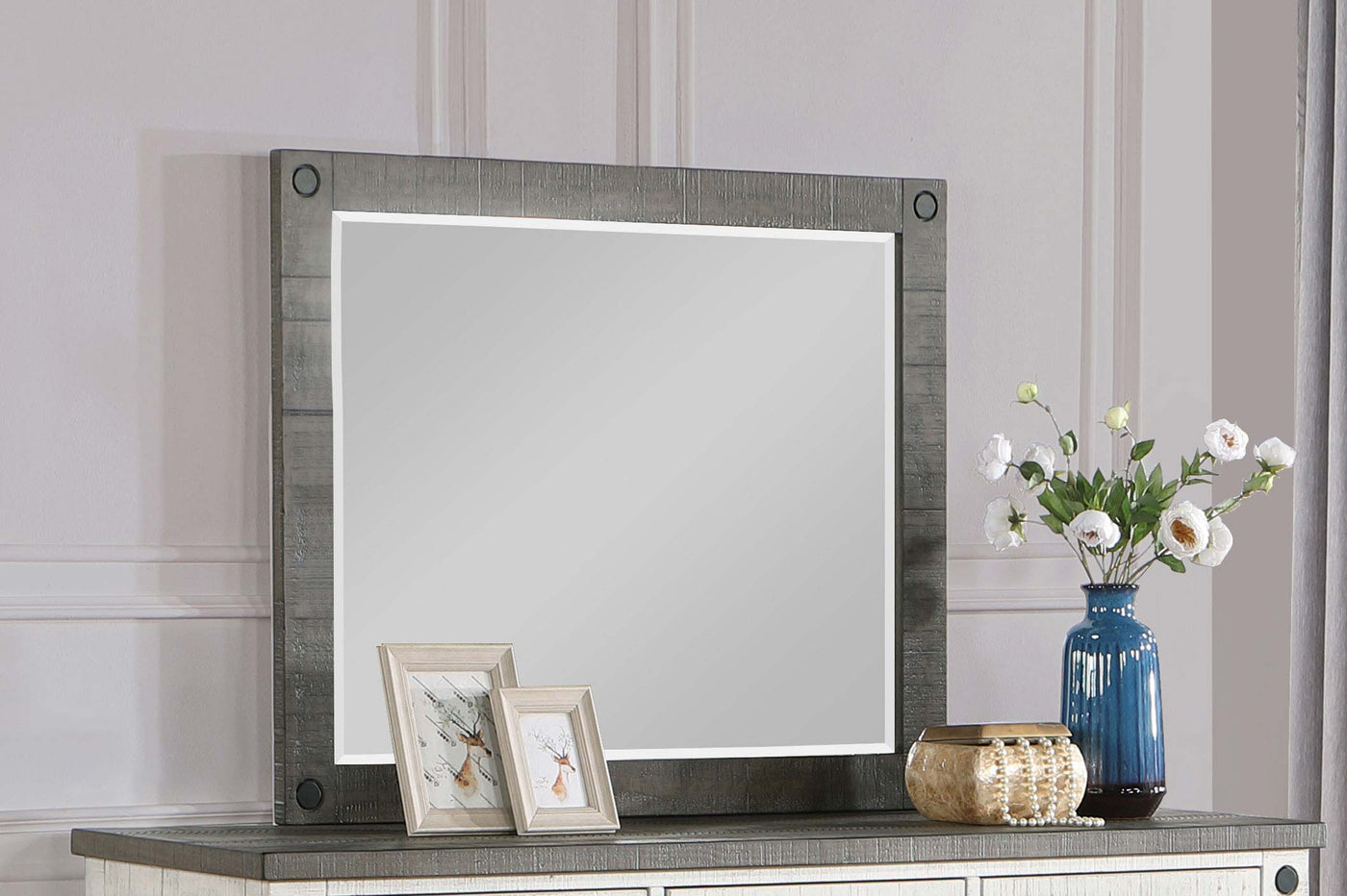 Lilith Rectangular Dresser Mirror Distressed Grey Half Price Furniture