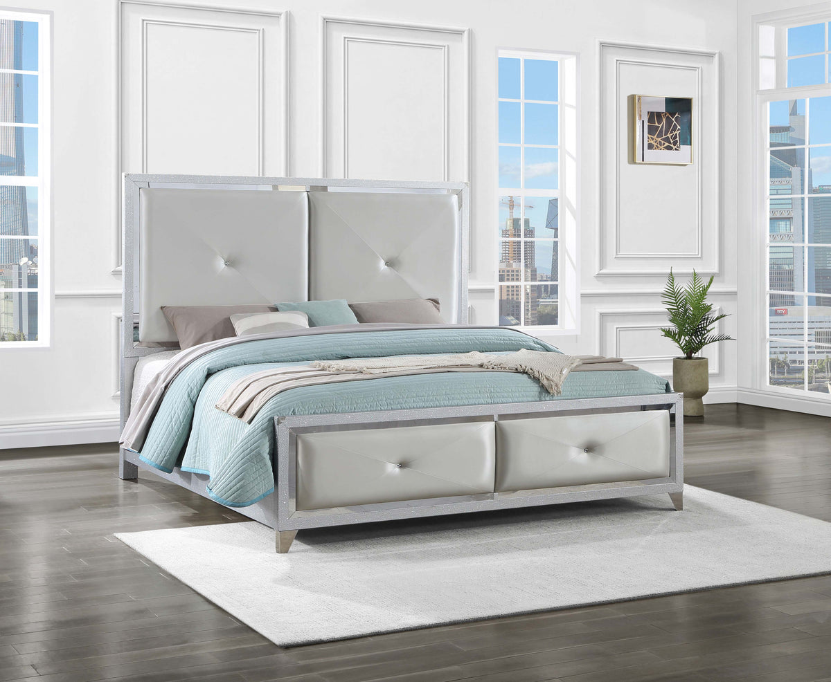 Larue Upholstered Tufted Panel Bed Silver Half Price Furniture