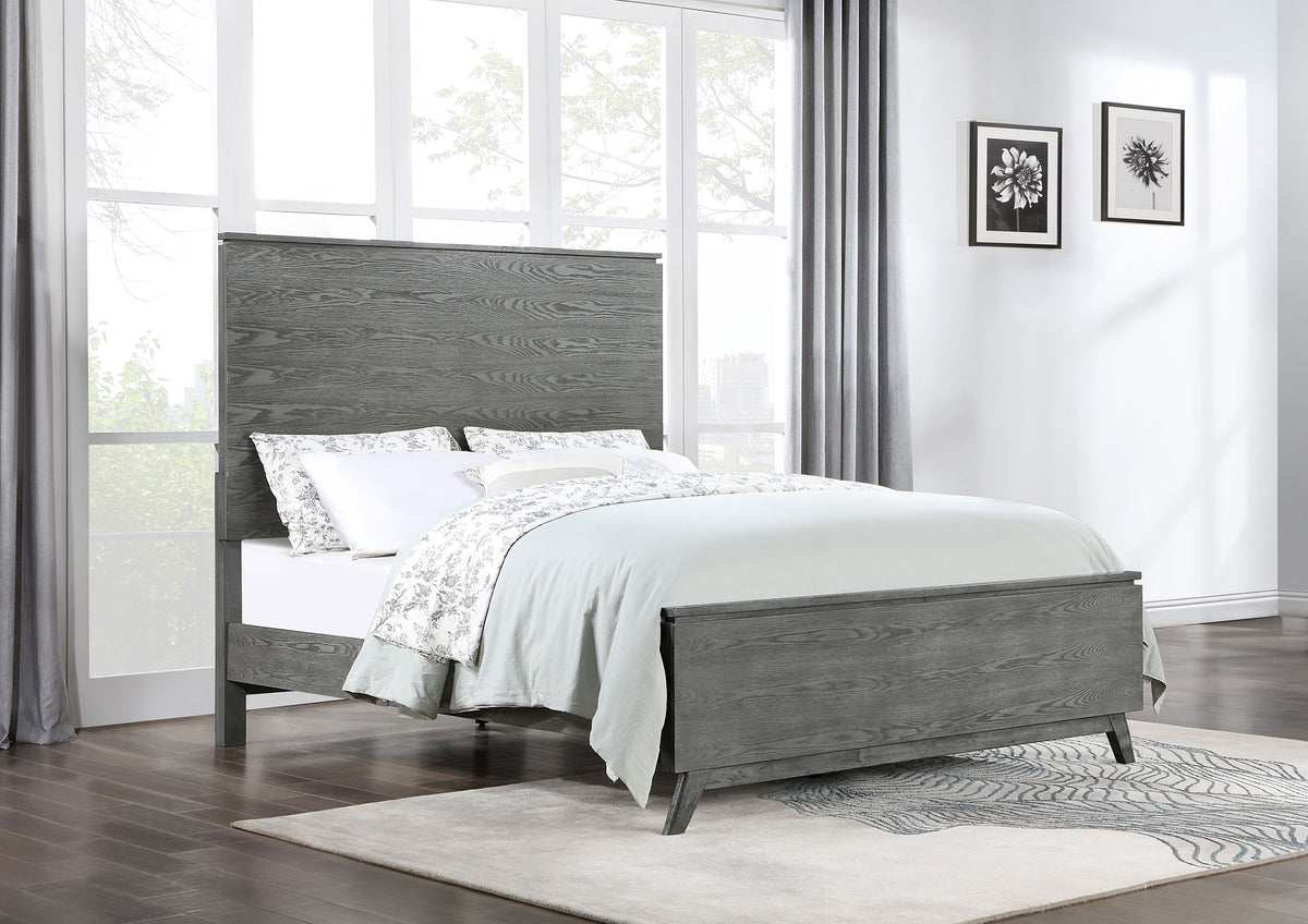 Nathan High Headboard Panel Bed Grey - Half Price Furniture