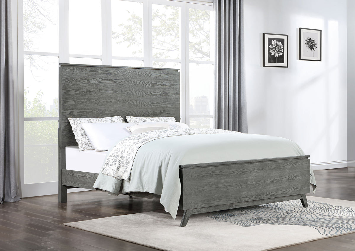Nathan High Headboard Panel Bed Grey - Bed - Half Price Furniture
