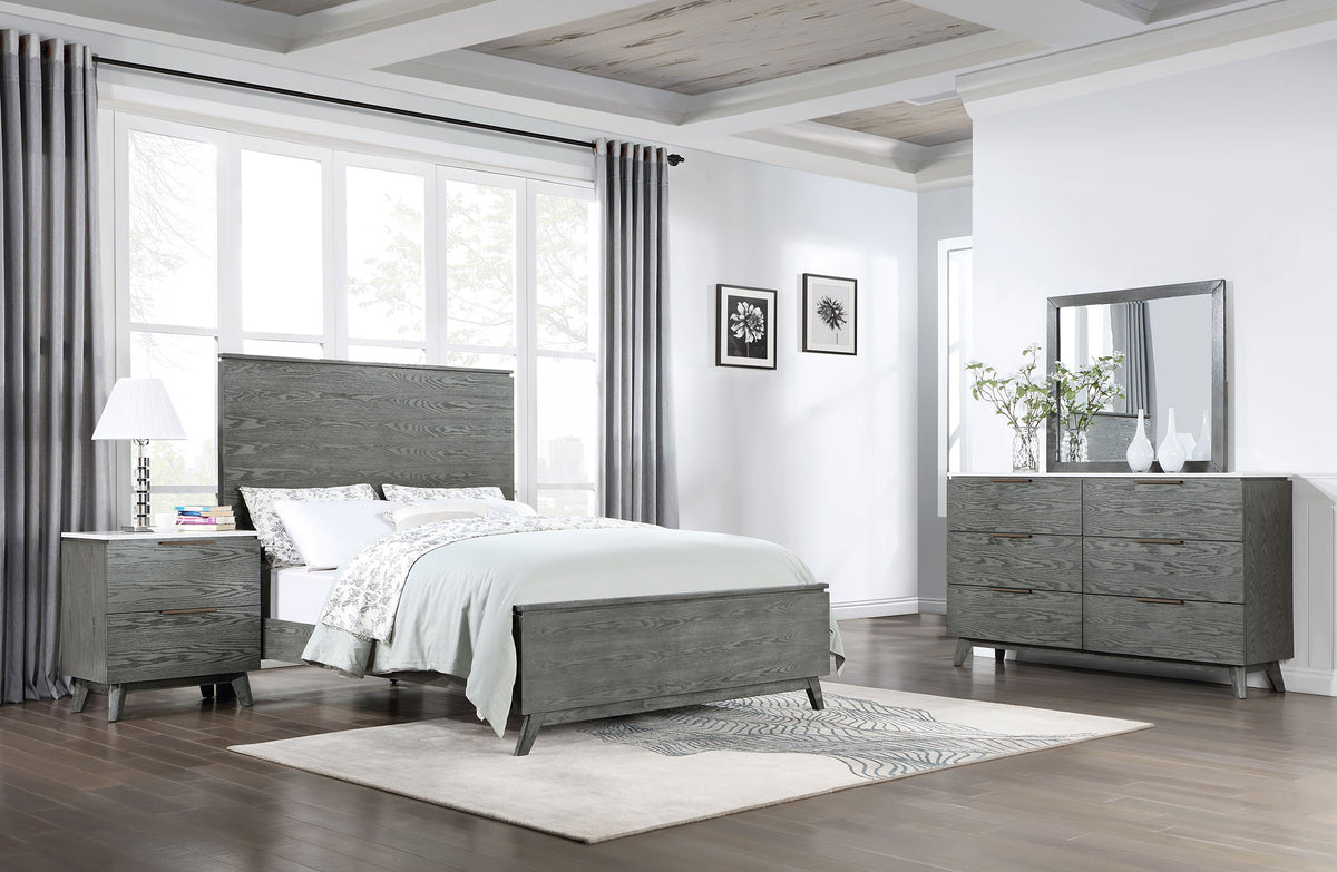 Nathan Bedroom Set White Marble and Grey  Las Vegas Furniture Stores