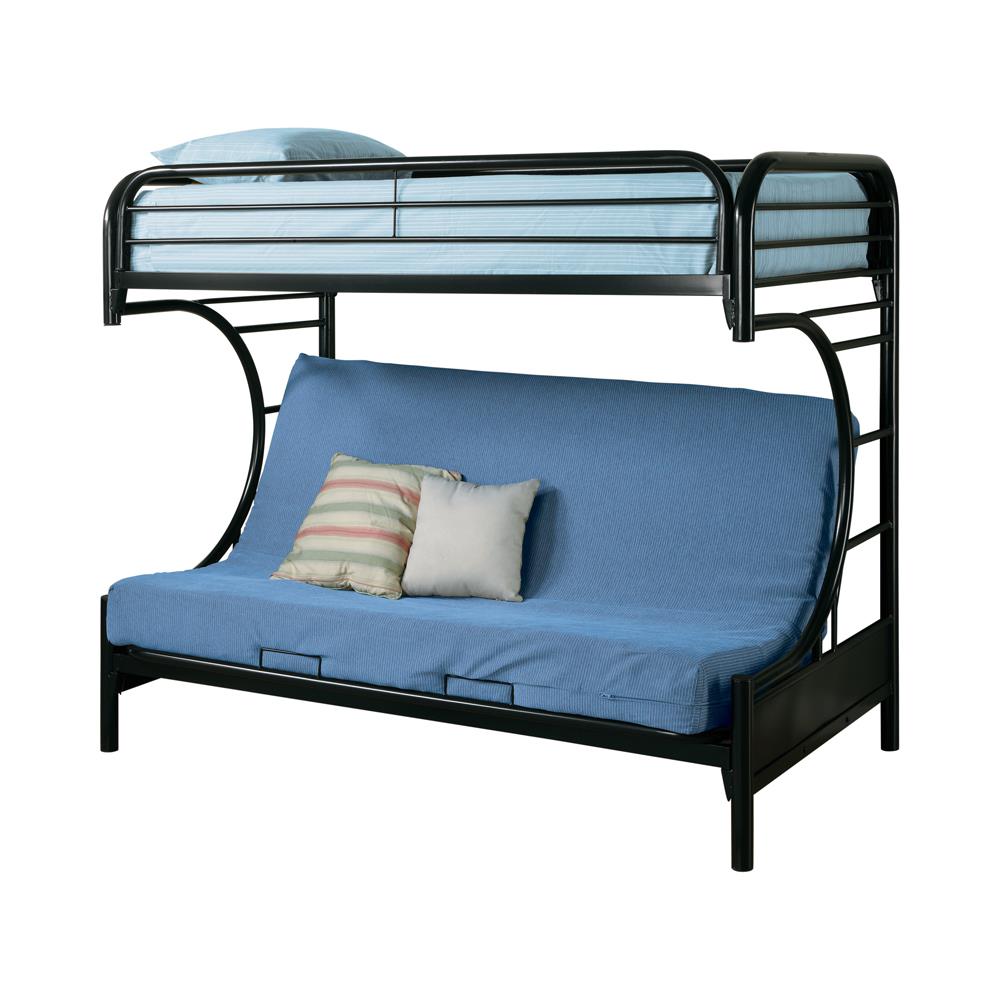 Montgomery Twin Over Futon Bunk Bed Glossy Black  Las Vegas Furniture Stores