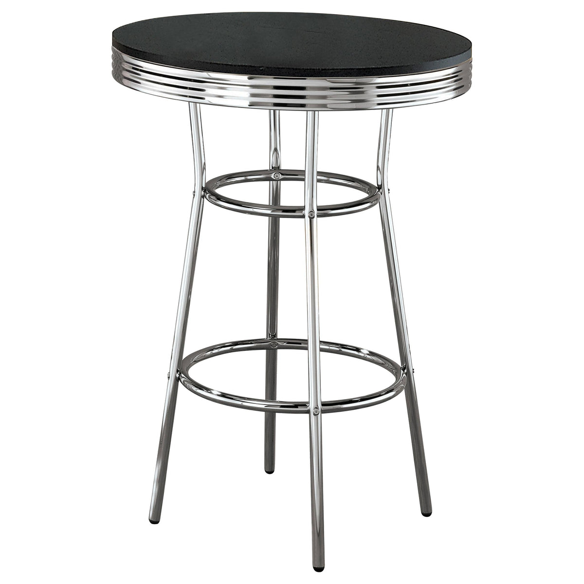 Theodore Round Bar Table Black and Chrome Half Price Furniture
