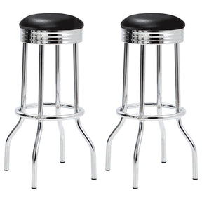 Theodore Upholstered Top Bar Stools Black and Chrome (Set of 2) Theodore Upholstered Top Bar Stools Black and Chrome (Set of 2) Half Price Furniture