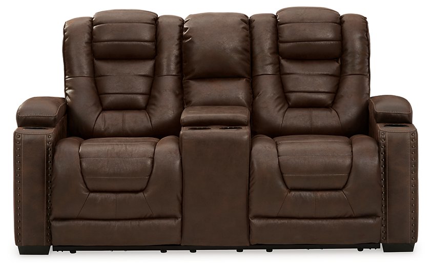 Owner's Box Power Reclining Loveseat with Console  Half Price Furniture
