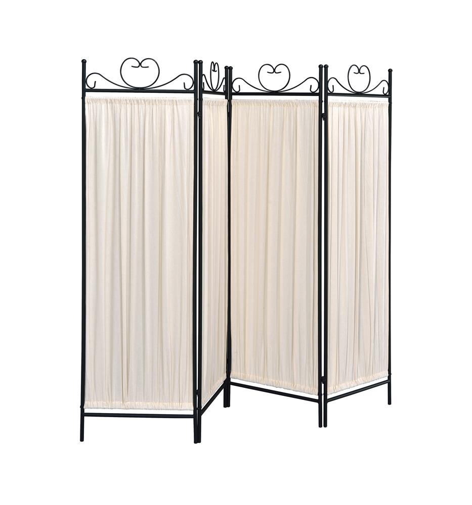 Dove 4-panel Folding Screen Beige and Black Half Price Furniture