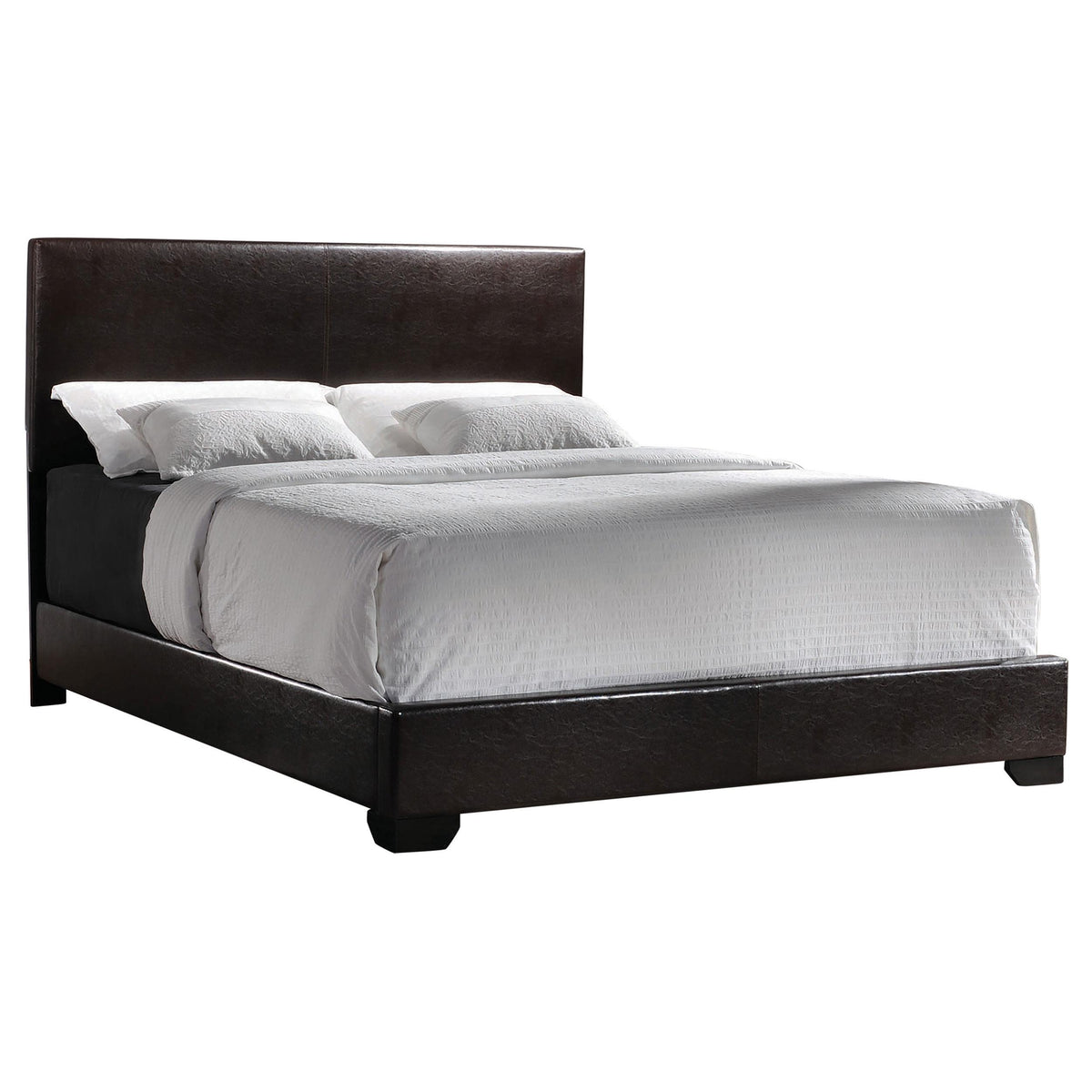 Conner Queen Upholstered Panel Bed Black and Dark Brown  Las Vegas Furniture Stores