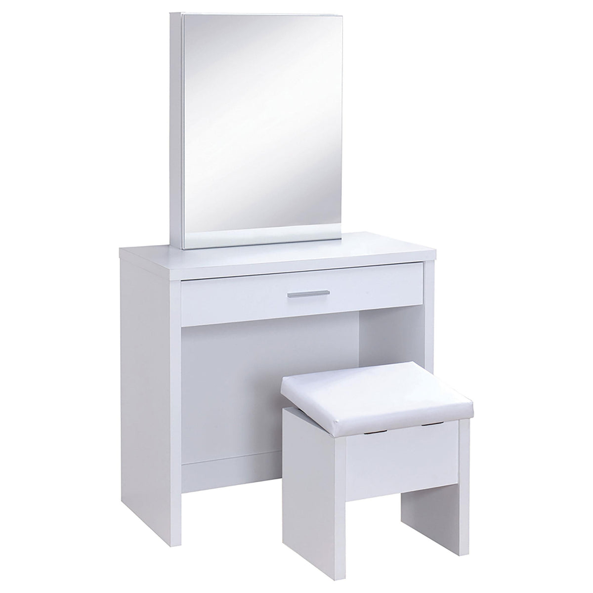 Harvey 2-piece Vanity Set with Lift-Top Stool White  Las Vegas Furniture Stores