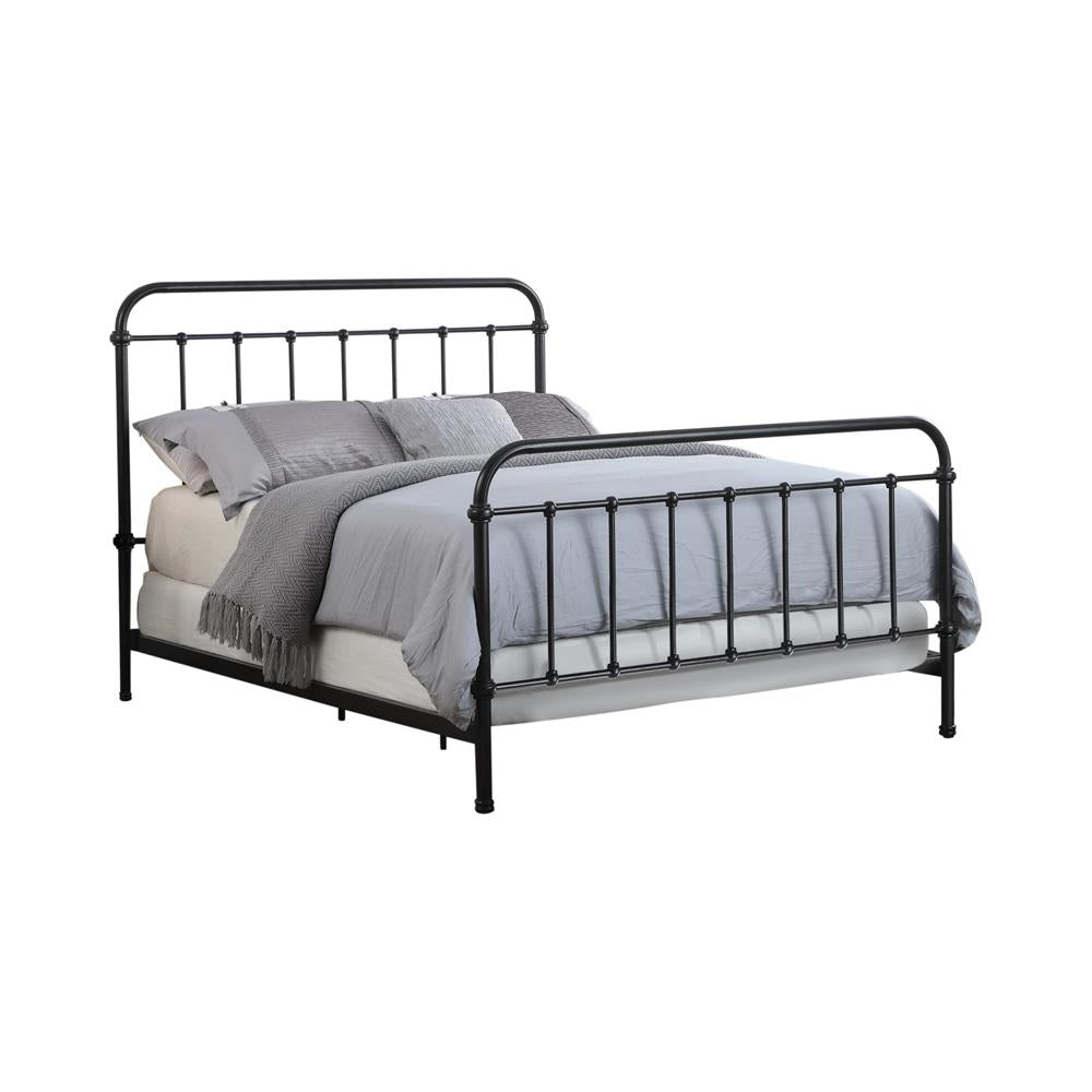 Livingston Queen Panel Metal Bed Dark Bronze Half Price Furniture